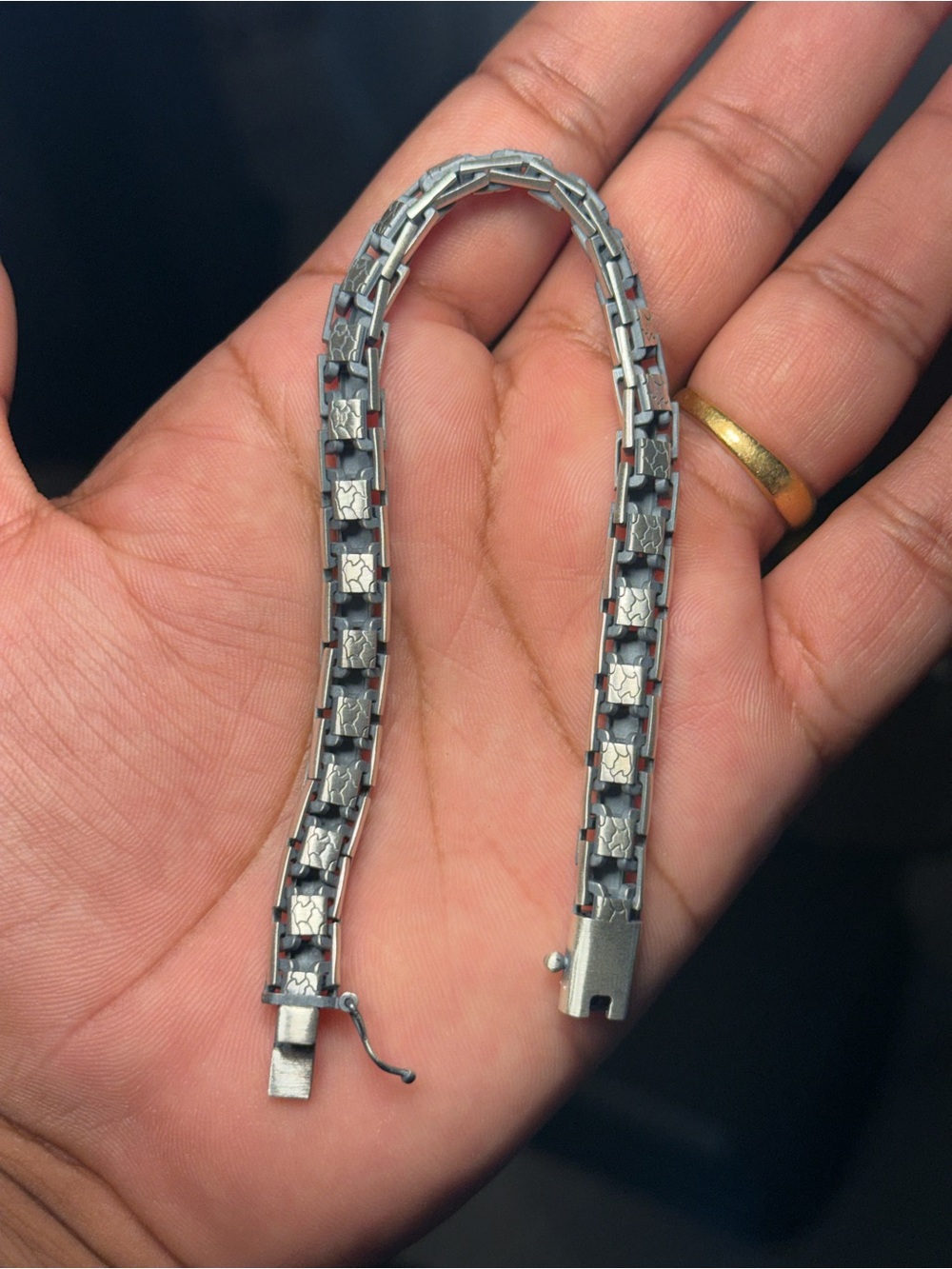 925 Sterling Silver Handmade Black Oxidized Bracelet 8.9” 26.82g 7.48mm